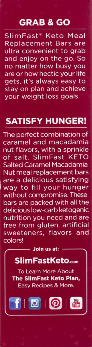 slide 7 of 10, SlimFast Low-Carb Salted Caramel Macadamia Nut Meal Bar 5 ea, 5 ct