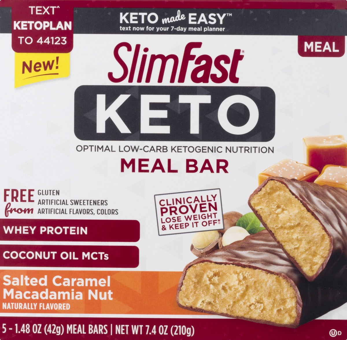 slide 9 of 10, SlimFast Low-Carb Salted Caramel Macadamia Nut Meal Bar 5 ea, 5 ct