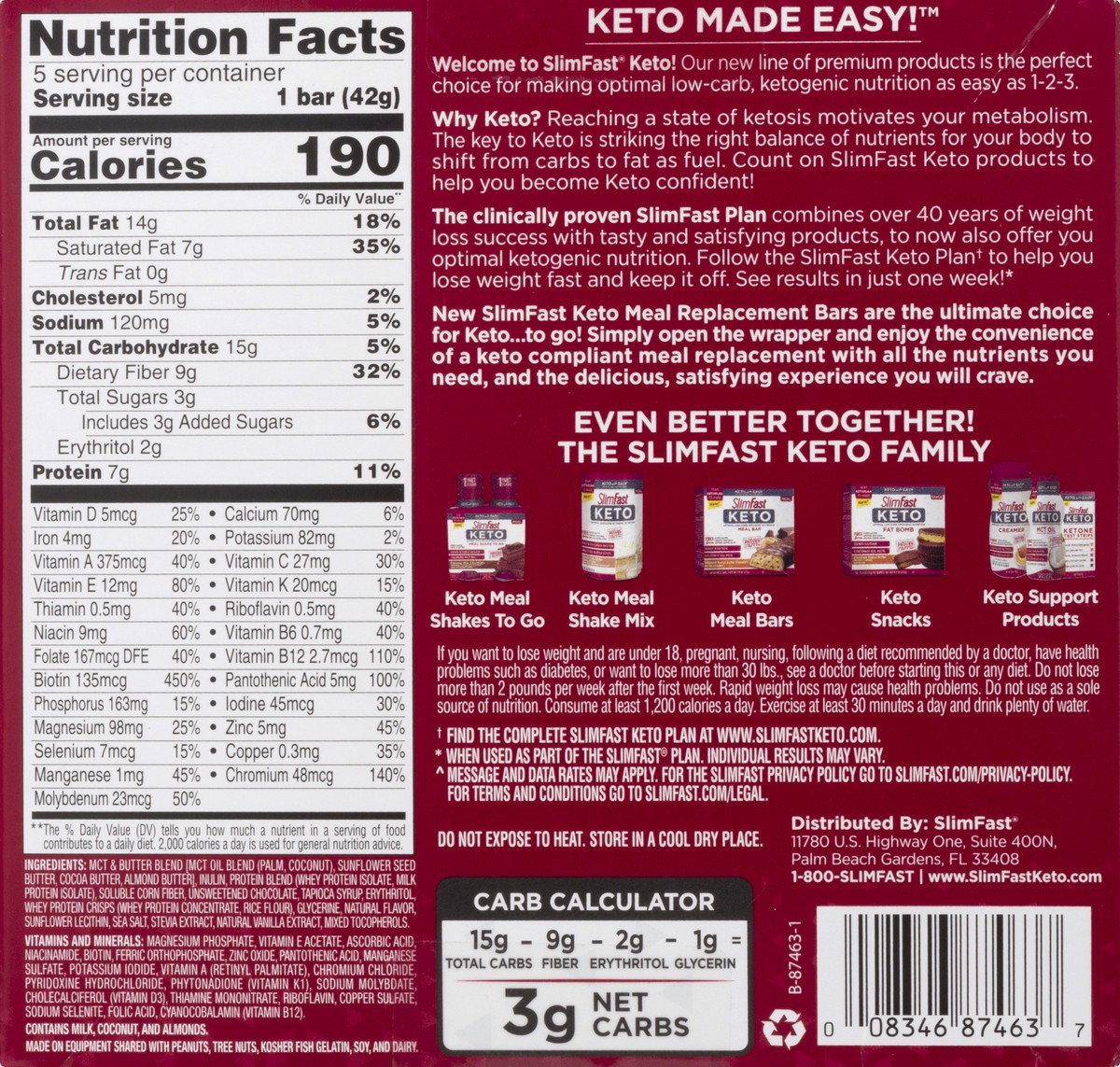 slide 10 of 10, SlimFast Low-Carb Salted Caramel Macadamia Nut Meal Bar 5 ea, 5 ct