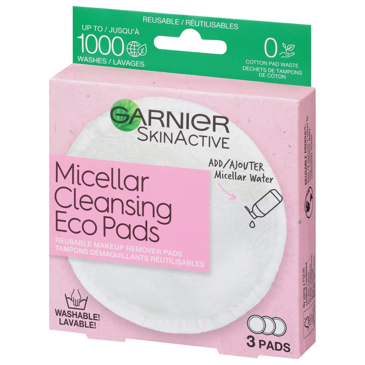 slide 3 of 9, Garnier Skin Micellar Eco Pads, 3 ct