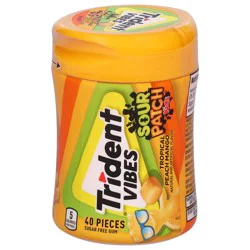Trident Vibes Sugar Free Sour Patch Kids Tropical Peach Mango Gum - 40 ea