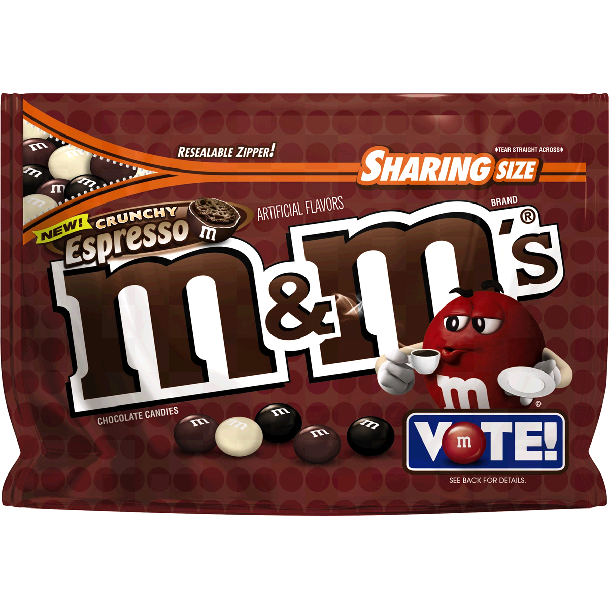 slide 1 of 1, M&M's Flavor Vote Crunchy Espresso Chocolate Candy, 8 oz