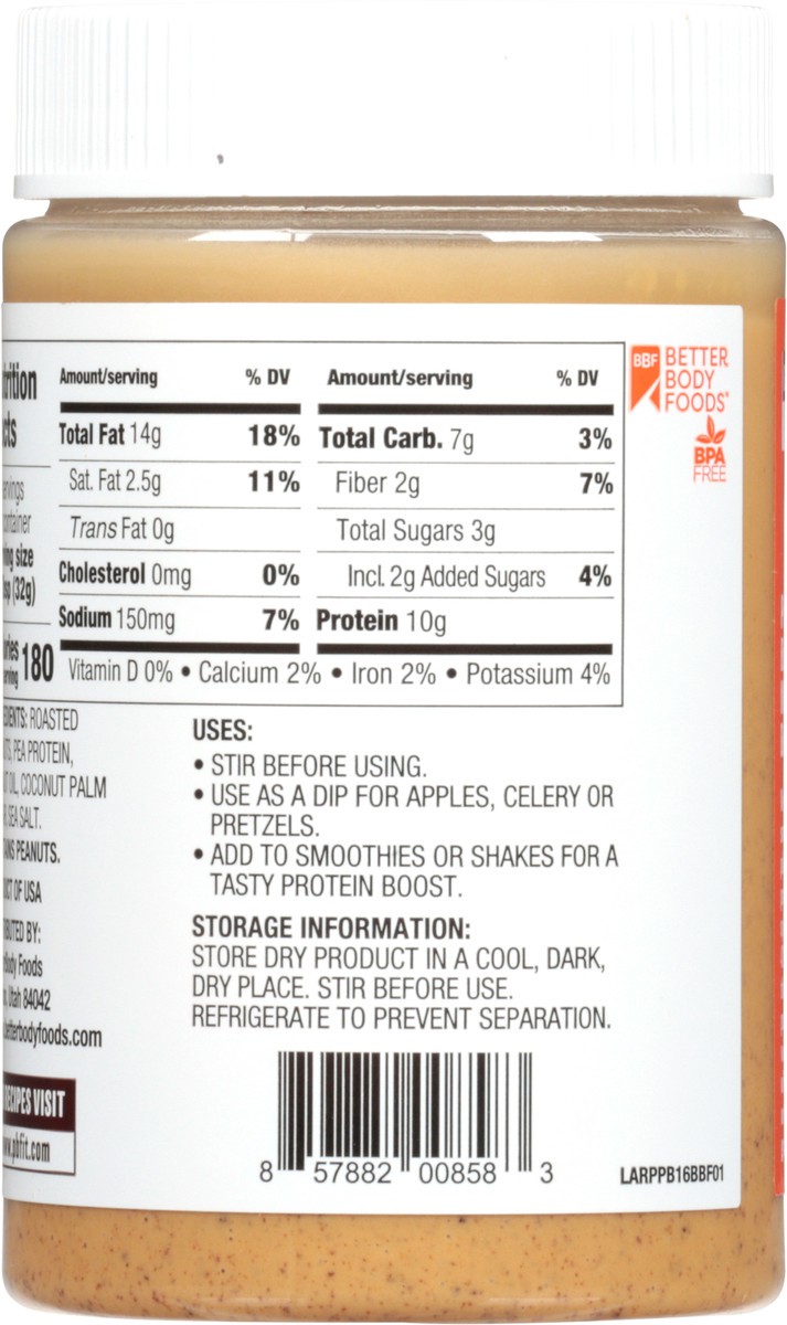 slide 8 of 14, PBfit Added Protein Smooth Peanut Butter Spread 16 oz, 16 oz
