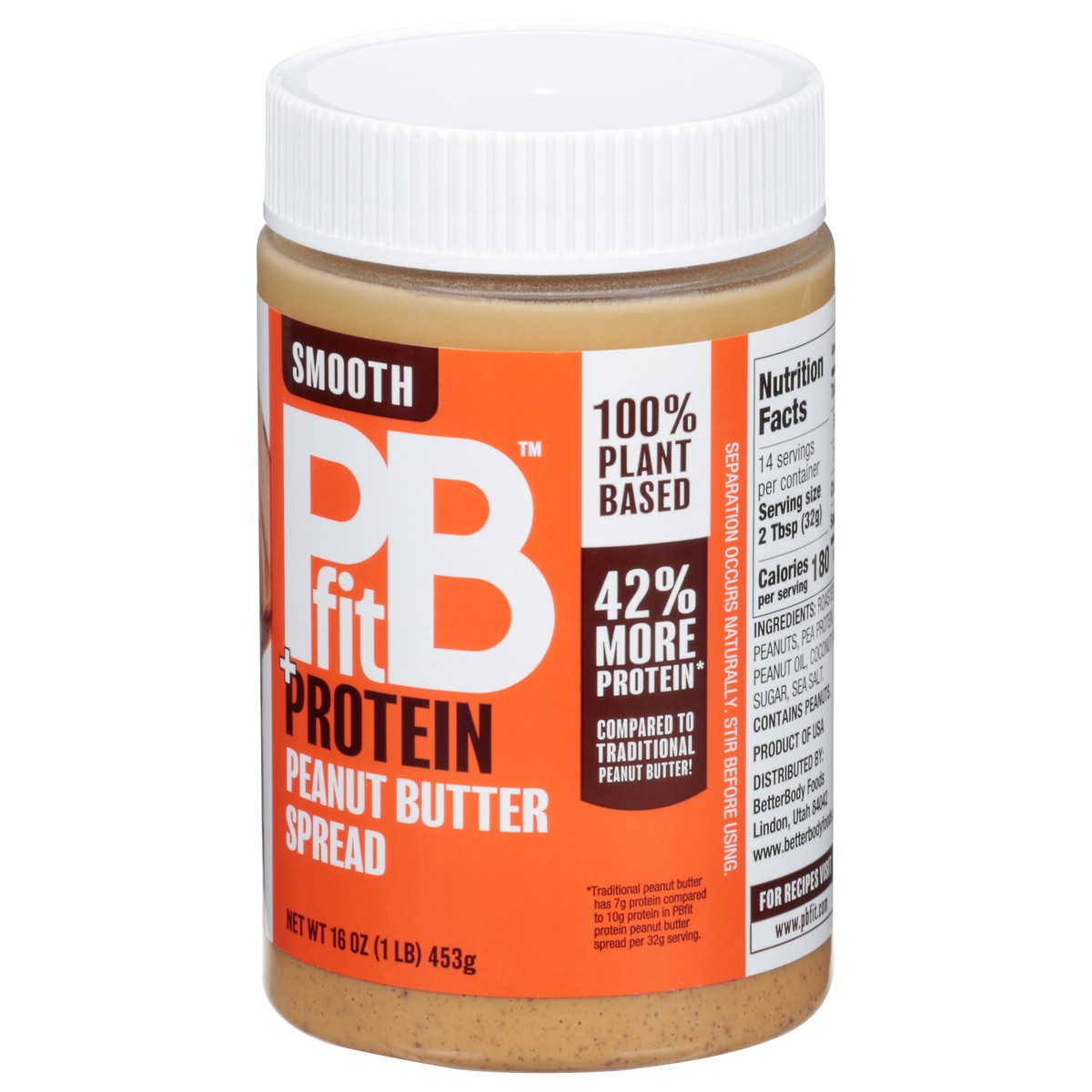 slide 4 of 14, PBfit Added Protein Smooth Peanut Butter Spread 16 oz, 16 oz