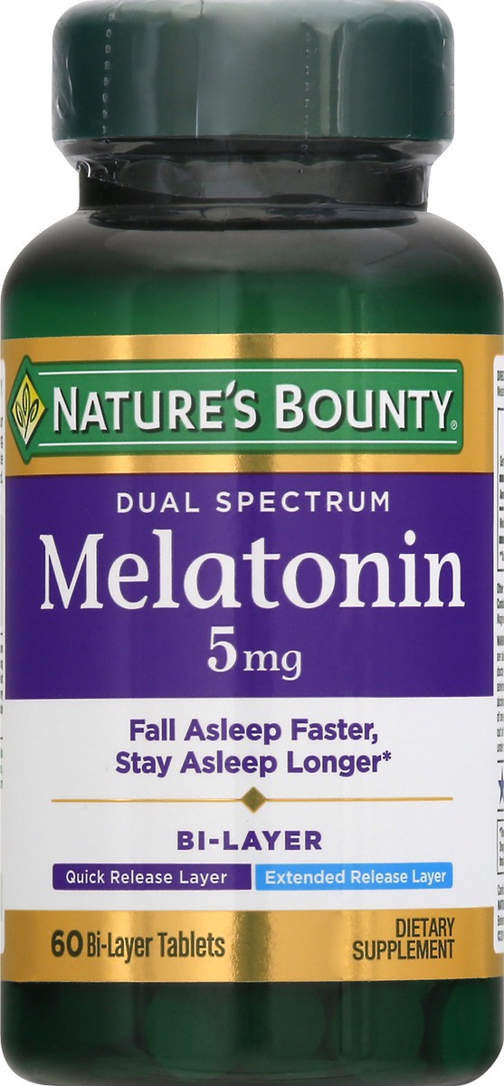 slide 7 of 9, Nature's Bounty Dual Spectrum 5 mg Bi-Layer Tablets Melatonin 60 ea, 60 ct