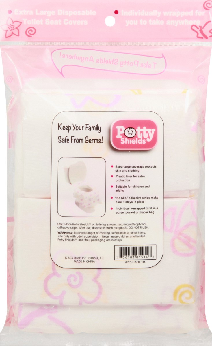 slide 6 of 11, Potty Shields Floral Extra Large Disposable Toilet Seat Covers 6 ea, 6 ct