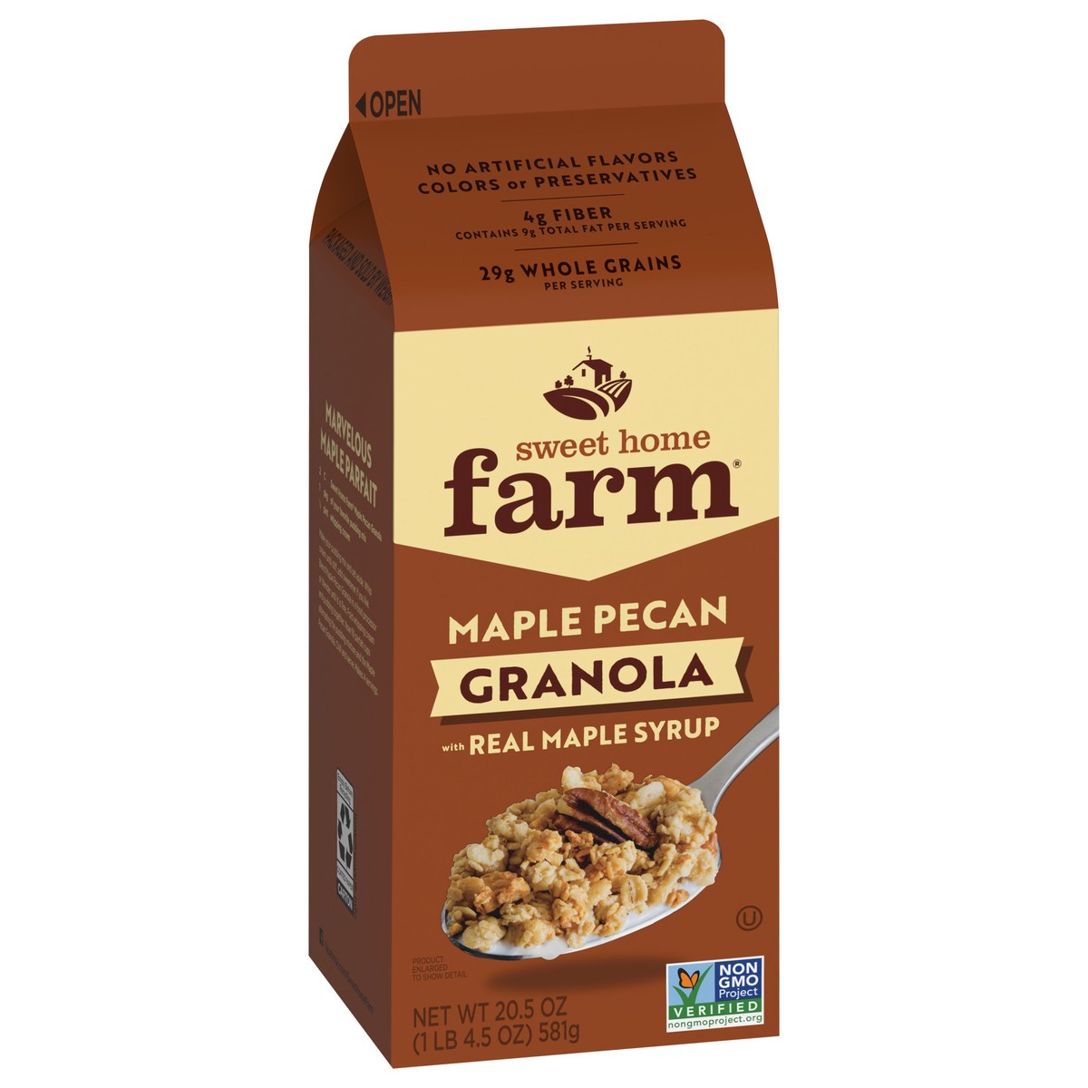 slide 5 of 9, Sweet Home Farm Maple Pecan Granola, Made with Whole Grain, Non-GMO Project Verified, Kosher, Vegan, 20.5 Oz Recyclable Carton, 20.5 oz