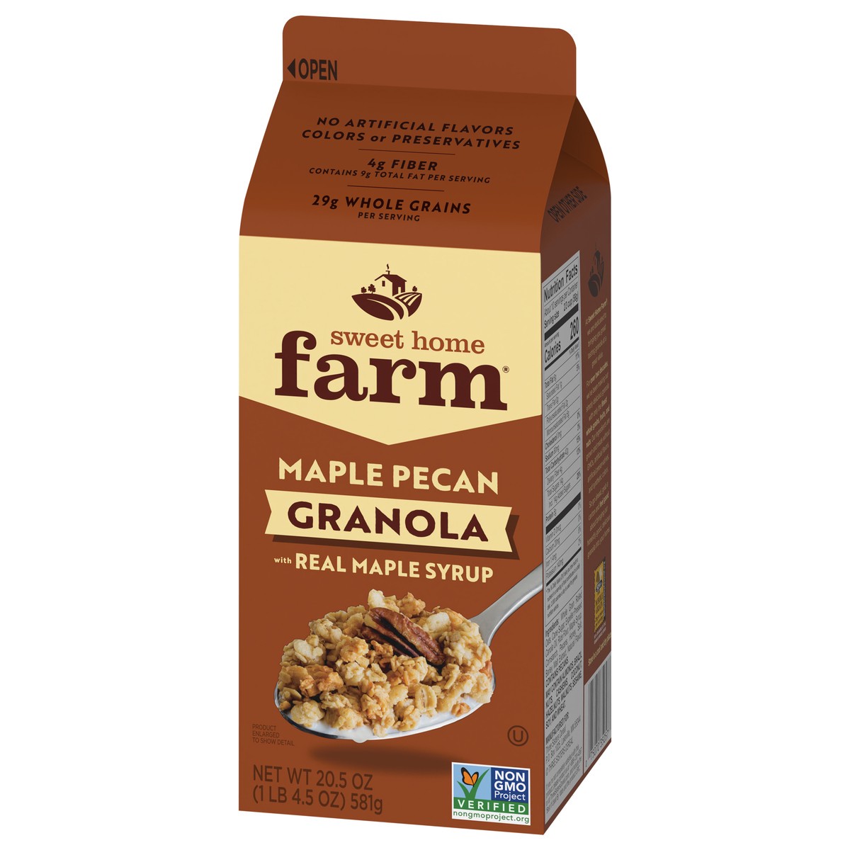 slide 7 of 9, Sweet Home Farm Maple Pecan Granola, Made with Whole Grain, Non-GMO Project Verified, Kosher, Vegan, 20.5 Oz Recyclable Carton, 20.5 oz