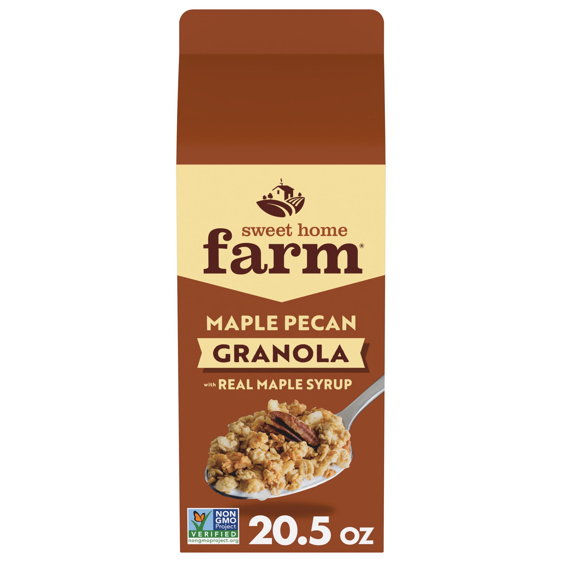 slide 1 of 9, Sweet Home Farm Maple Pecan Granola, Made with Whole Grain, Non-GMO Project Verified, Kosher, Vegan, 20.5 Oz Recyclable Carton, 20.5 oz