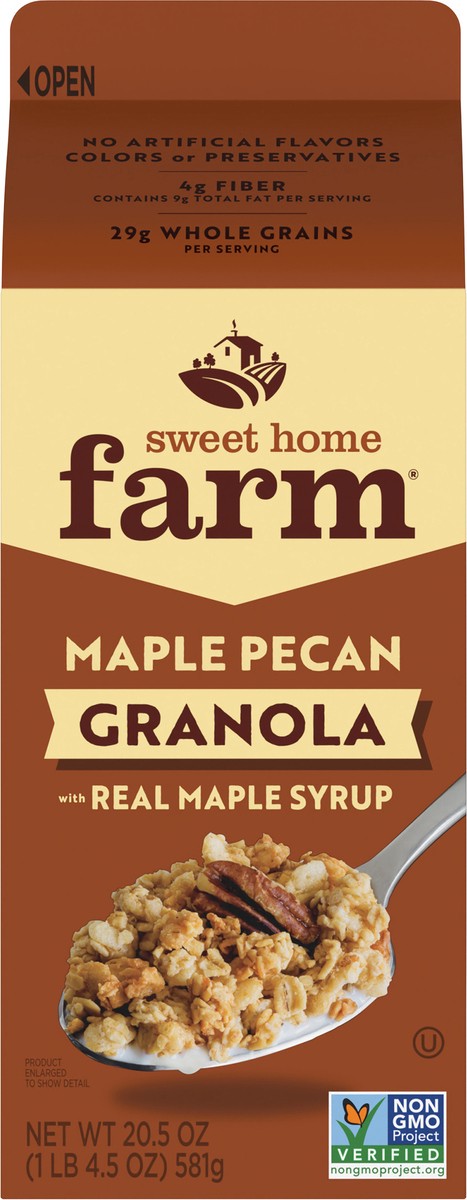 slide 2 of 9, Sweet Home Farm Maple Pecan Granola, Made with Whole Grain, Non-GMO Project Verified, Kosher, Vegan, 20.5 Oz Recyclable Carton, 20.5 oz