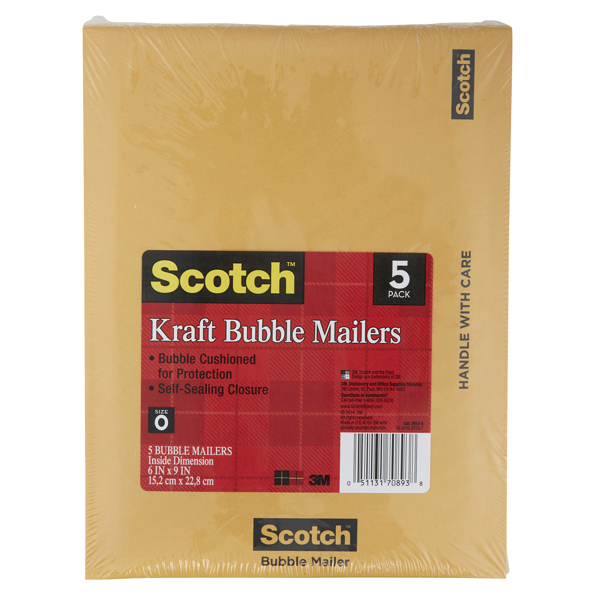 slide 1 of 1, Scotch Bubble Mailer, Size #0, 5 ct; 6 in x 9 in