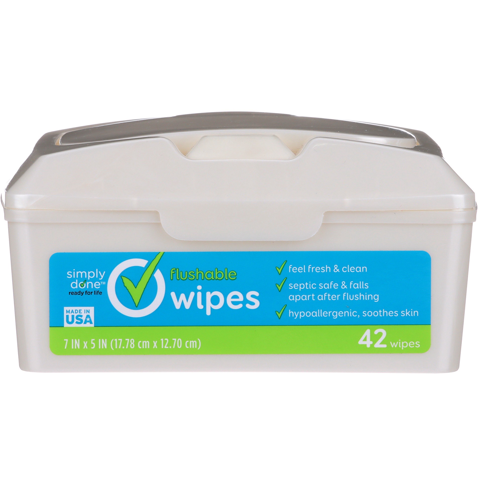 slide 1 of 6, Simply Done Flushable Wipes, 42 ct