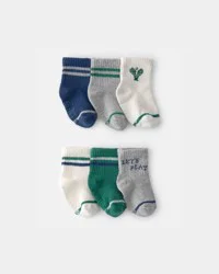 Baby 6-Pack Pickleball Socks - Green/Grey Multi