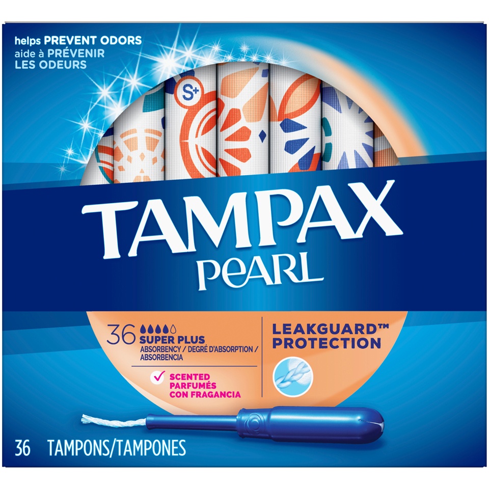slide 1 of 11, Tampax Pearl Plastic Applicator Super Plus Absorbency Scented Tampons, 36 ct