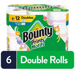 Bounty Paper Towels Select-A-Size Print, 6 Double Rolls, 82 Sheets Per Roll