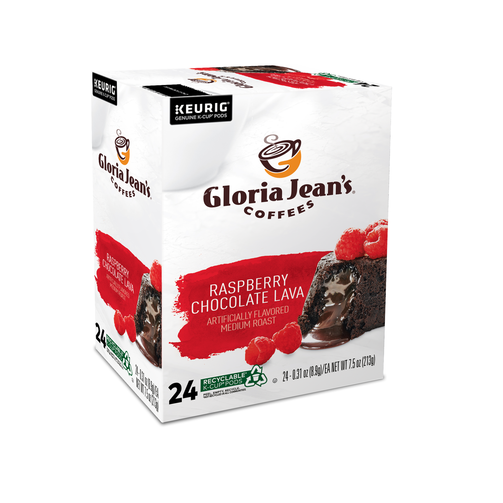 slide 3 of 5, Gloria Jean's Raspberry Chocolate Lava Keurig Single-Serve K-Cup Pods, Medium Roast Coffee, 24 Count, 24 ct