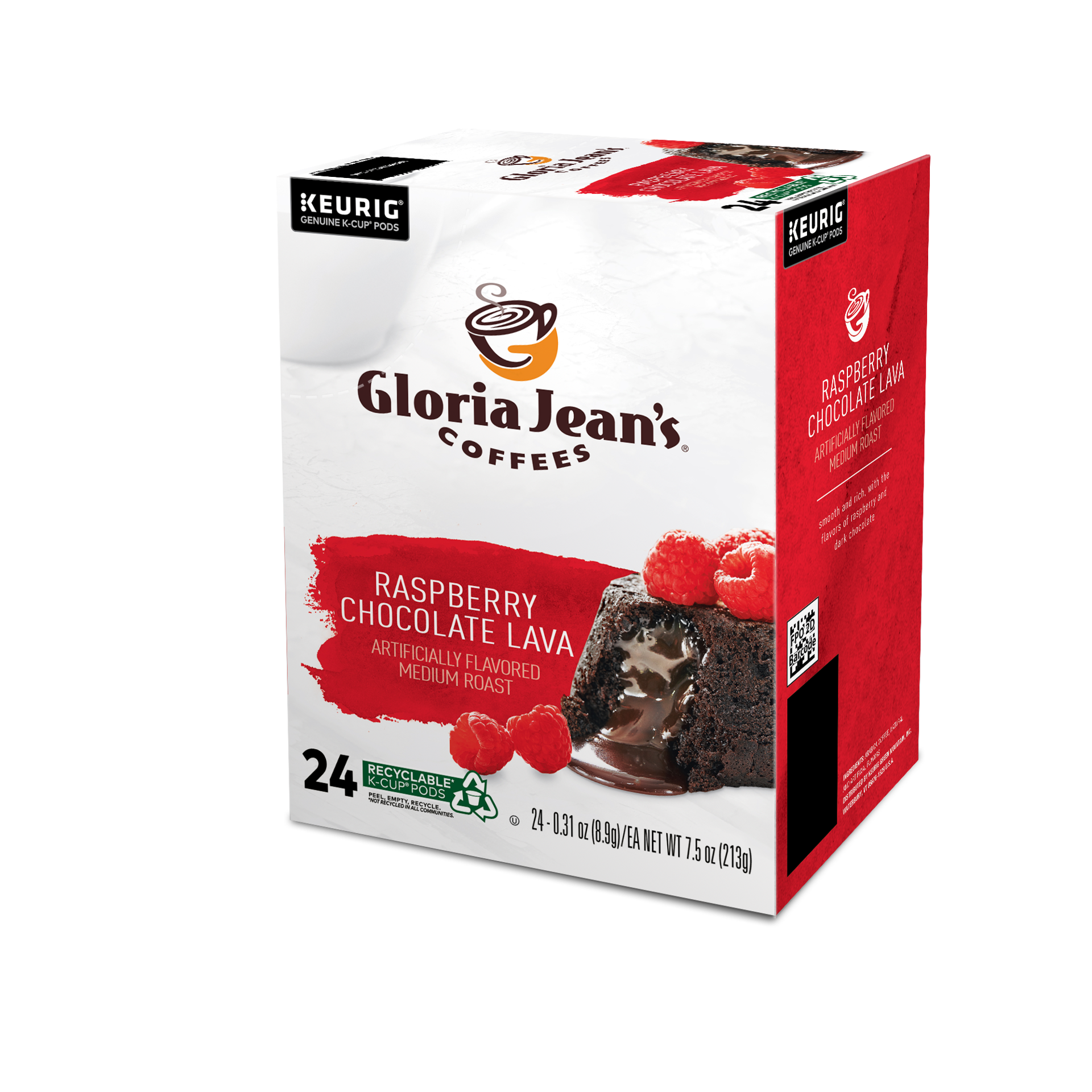 slide 2 of 5, Gloria Jean's Raspberry Chocolate Lava Keurig Single-Serve K-Cup Pods, Medium Roast Coffee, 24 Count, 24 ct