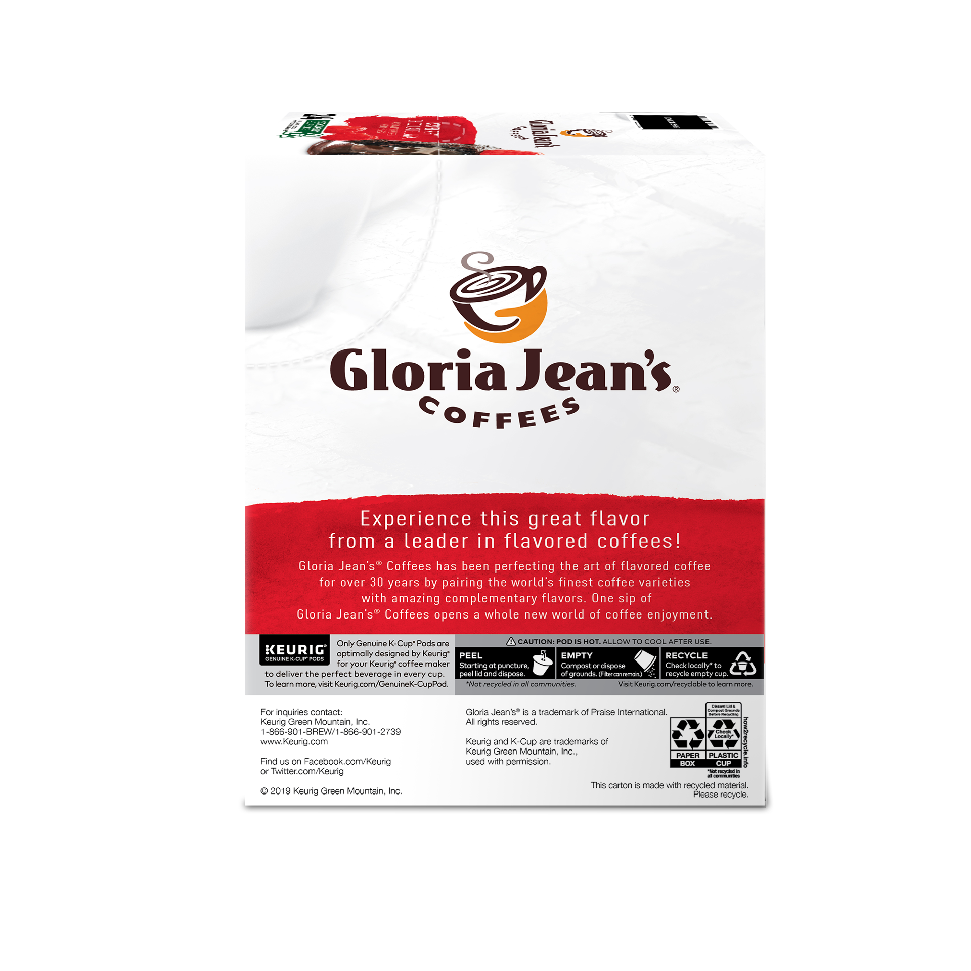 slide 5 of 5, Gloria Jean's Raspberry Chocolate Lava Keurig Single-Serve K-Cup Pods, Medium Roast Coffee, 24 Count, 24 ct