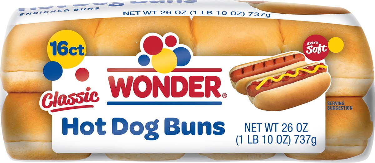 slide 10 of 12, Wonder Classic Extra Soft Hot Dog Buns 16 ea, 16 ct