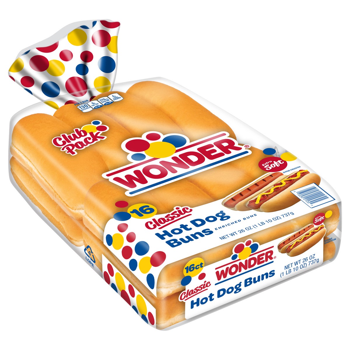 slide 2 of 12, Wonder Classic Extra Soft Hot Dog Buns 16 ea, 16 ct