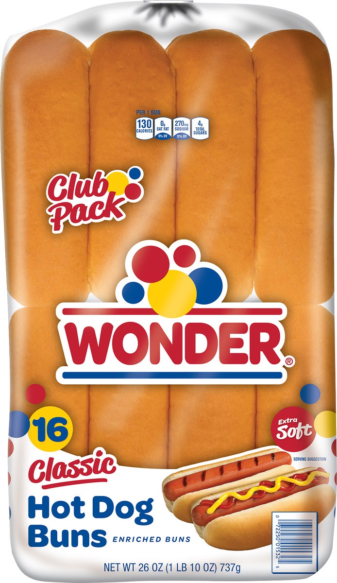 slide 8 of 12, Wonder Classic Extra Soft Hot Dog Buns 16 ea, 16 ct