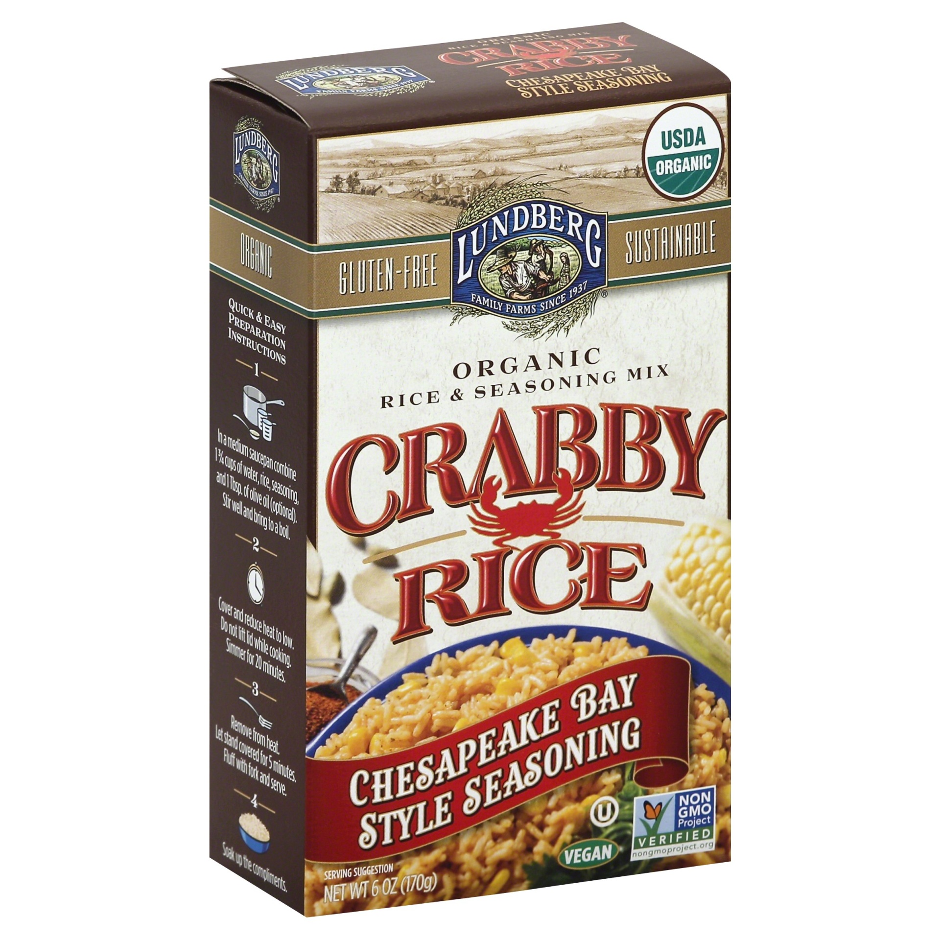 slide 1 of 8, Lundberg Organic Rice & Seasoning Mix Crabby Rice Chesapeake Bay Style, 6 oz