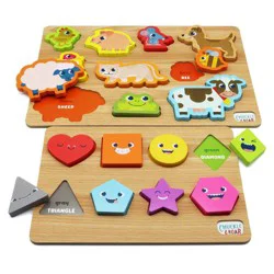 Chuckle & Roar Shapes & Animals Learning Kids Puzzles 2 pk