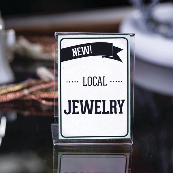 slide 3 of 3, Deflect-O Mini Tabletop Sign Holder, Clear, 10 ct