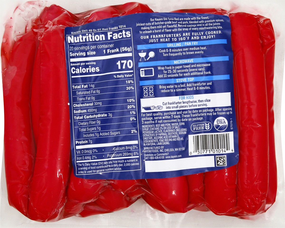 slide 11 of 13, Kayem Old Tyme Natural Casing Reds Frankfurters 40 oz, 40 oz