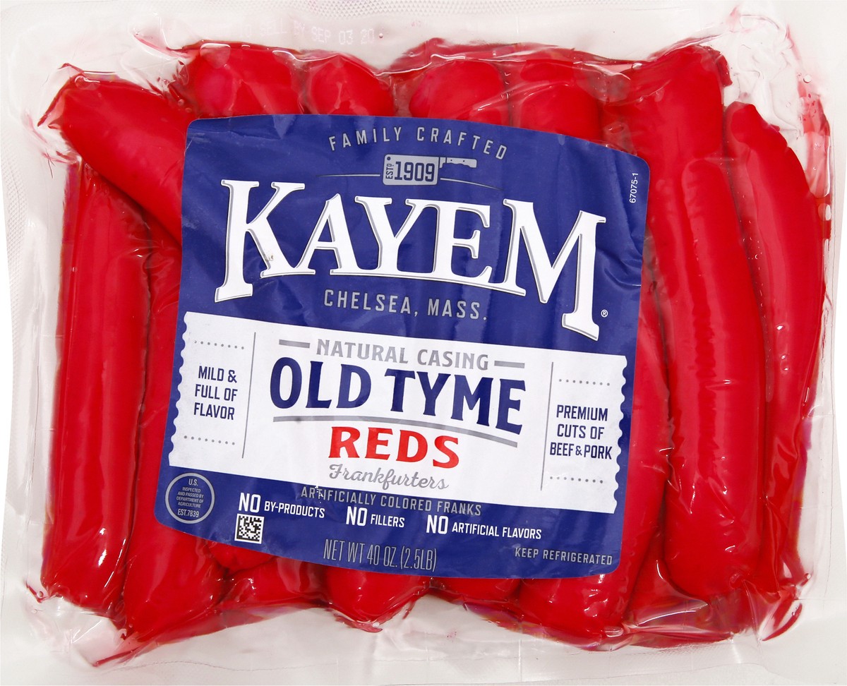 slide 4 of 13, Kayem Old Tyme Natural Casing Reds Frankfurters 40 oz, 40 oz
