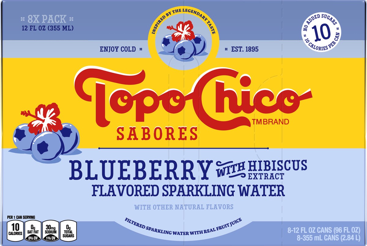 slide 8 of 11, Topo Chico Sabores Blueberry With Hibiscus Extract Cans- 8 ct, 8 ct; 12 oz