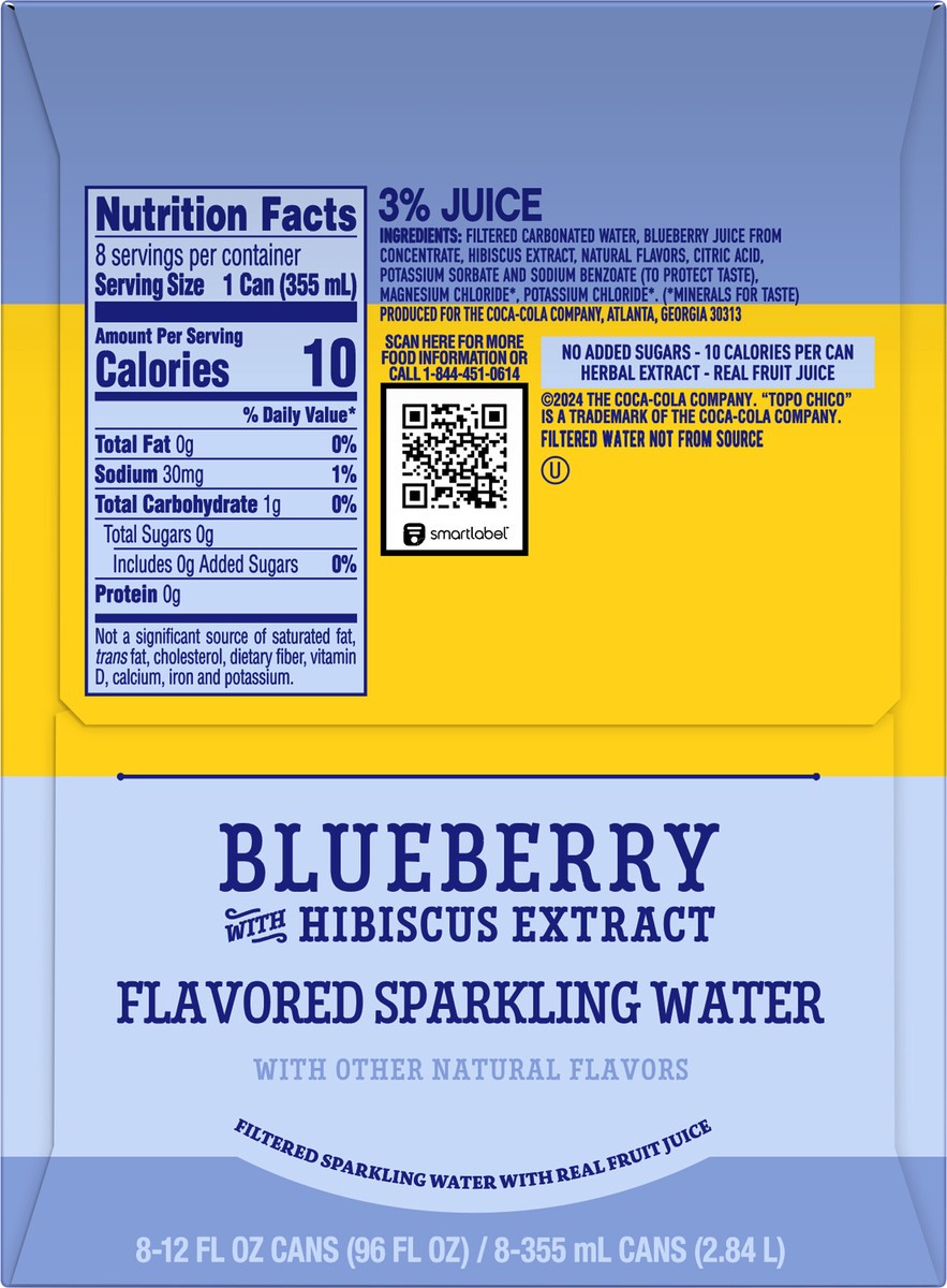 slide 6 of 11, Topo Chico Sabores Blueberry With Hibiscus Extract Cans- 8 ct, 8 ct; 12 oz