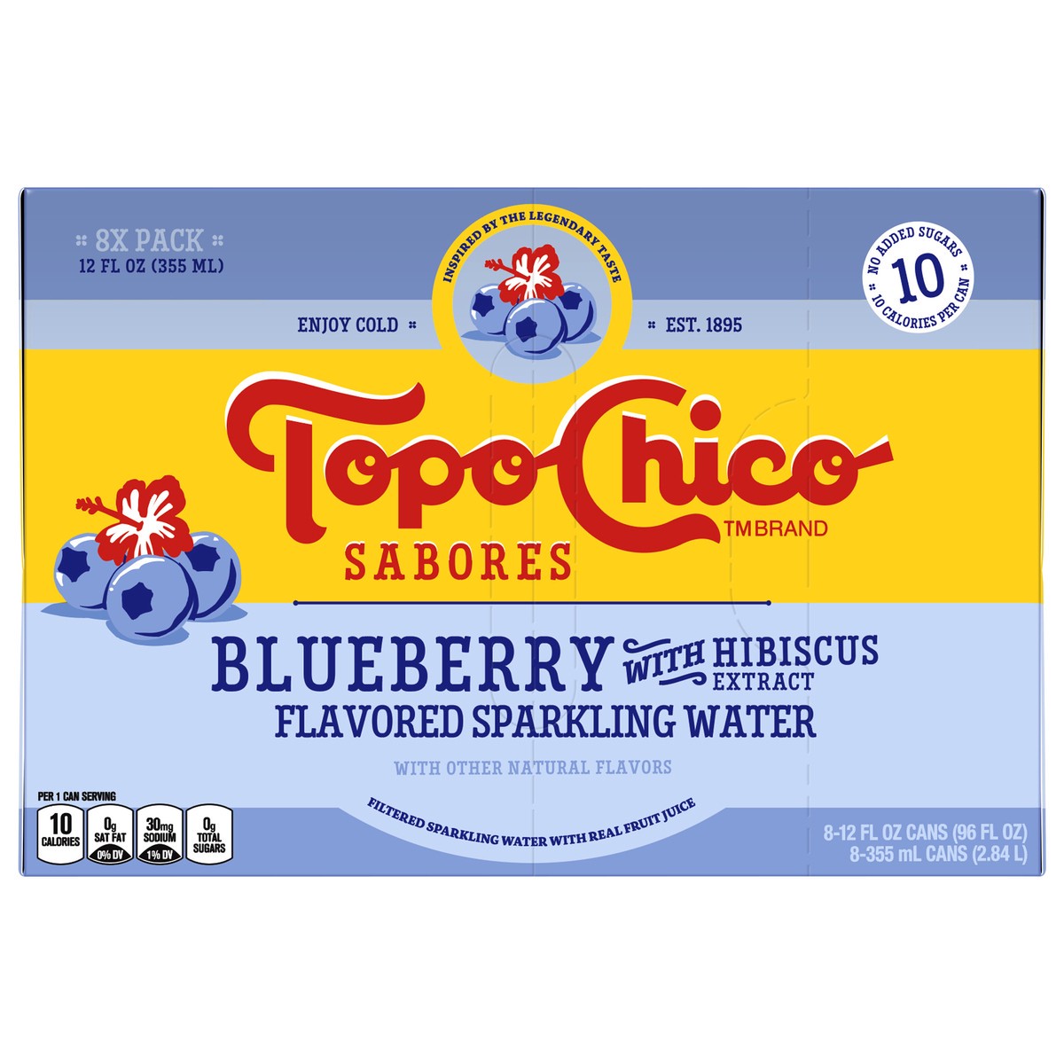 slide 5 of 11, Topo Chico Sabores Blueberry With Hibiscus Extract Cans- 8 ct, 8 ct; 12 oz