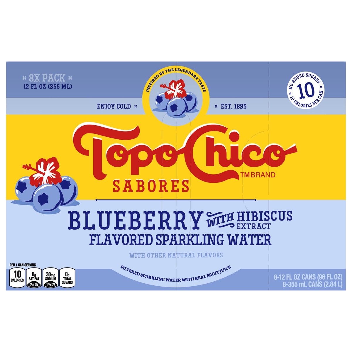 slide 1 of 11, Topo Chico Sabores Blueberry With Hibiscus Extract Cans- 8 ct, 8 ct; 12 oz
