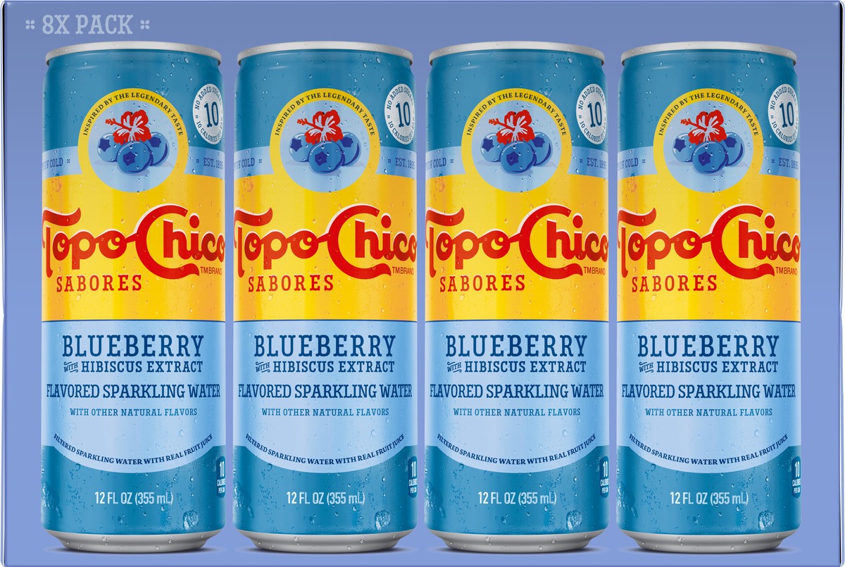 slide 9 of 11, Topo Chico Sabores Blueberry With Hibiscus Extract Cans- 8 ct, 8 ct; 12 oz