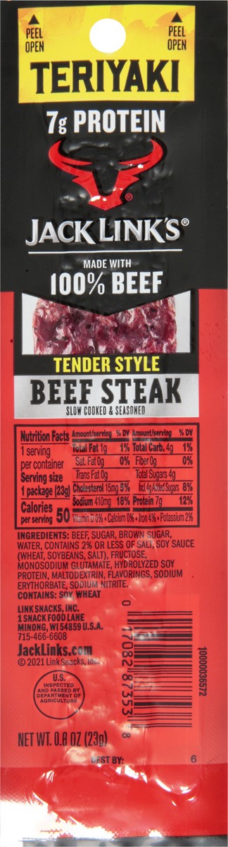 slide 4 of 12, Jack Link's .8Oz Jack Link's Tender Style Beef Steak Teriyaki 1/1 Count, 0.8 oz