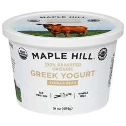 Maple Hill Organic Greek Whole Milk Vanilla Bean Yogurt 16 oz