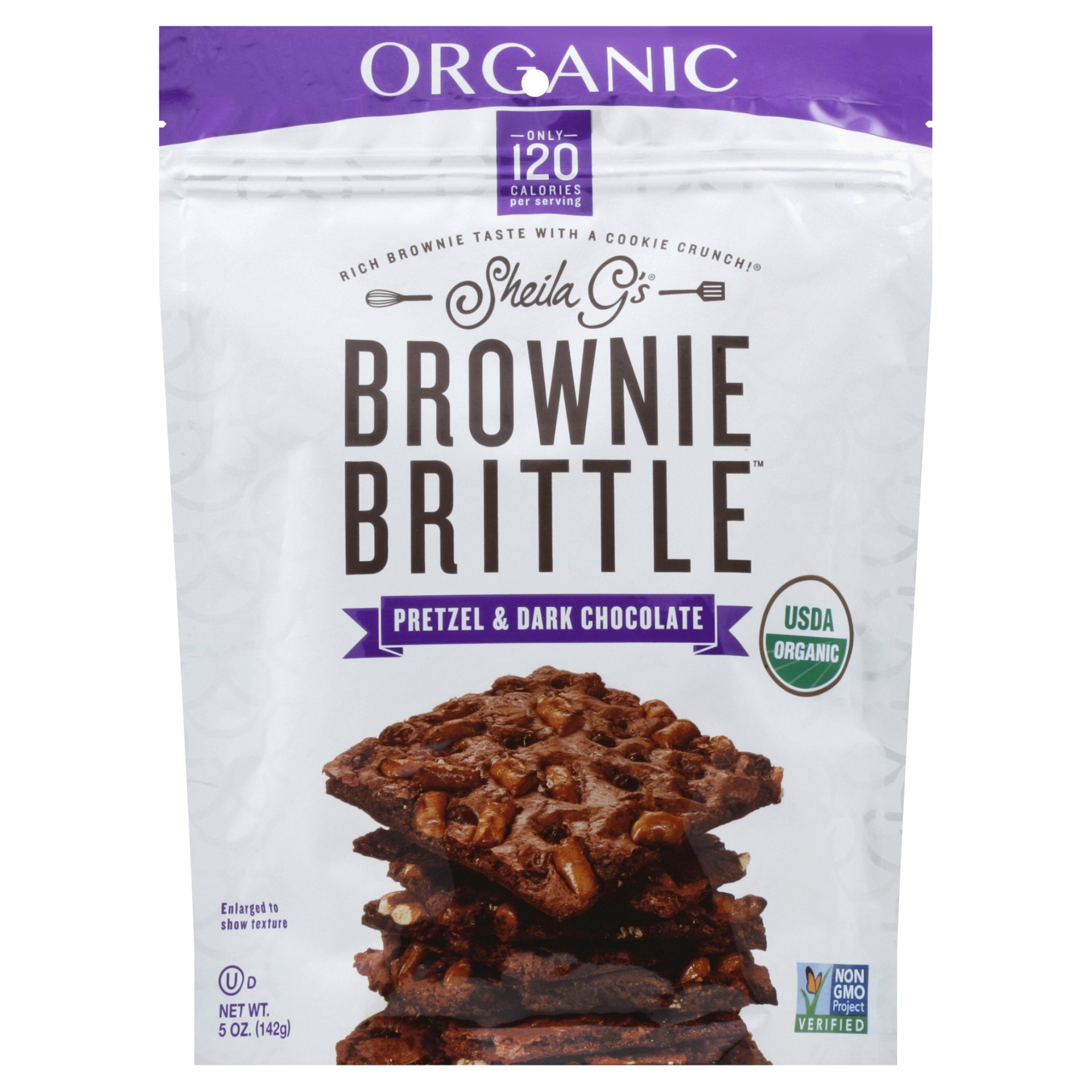 slide 1 of 1, Sheila G's Brownie Brittle Organic Pretzel Dark Chocolate, 5 oz