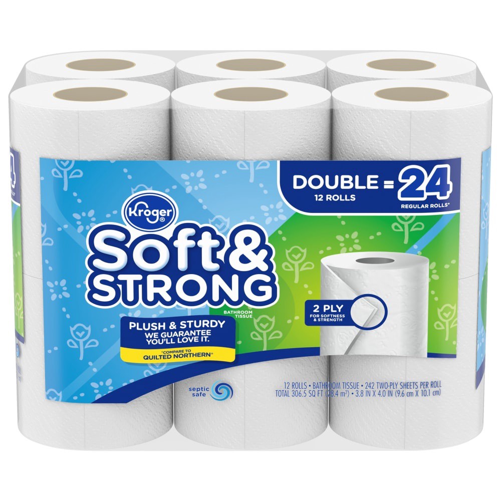 slide 2 of 2, Kroger Soft & Strong Double Roll Bathroom Tissue, 12 ct
