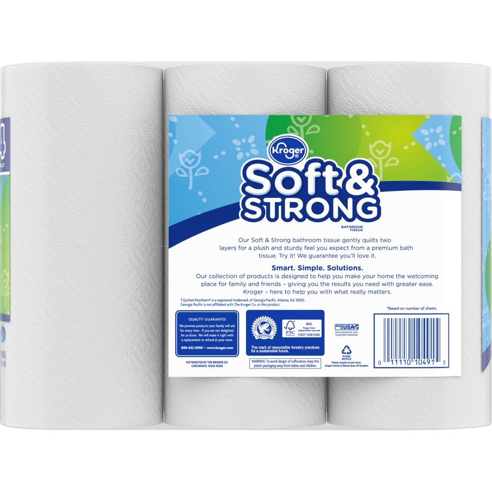 slide 1 of 2, Kroger Soft & Strong Double Roll Bathroom Tissue, 12 ct