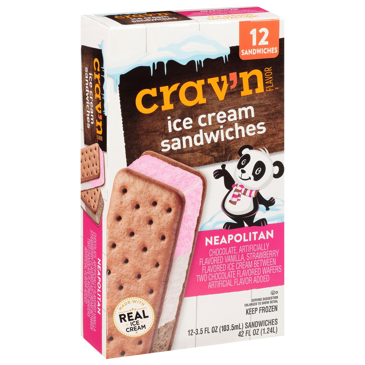 slide 7 of 9, Crav'n Flavor Neapolitan Ice Cream Sandwiches 12 Ea, 12 ct
