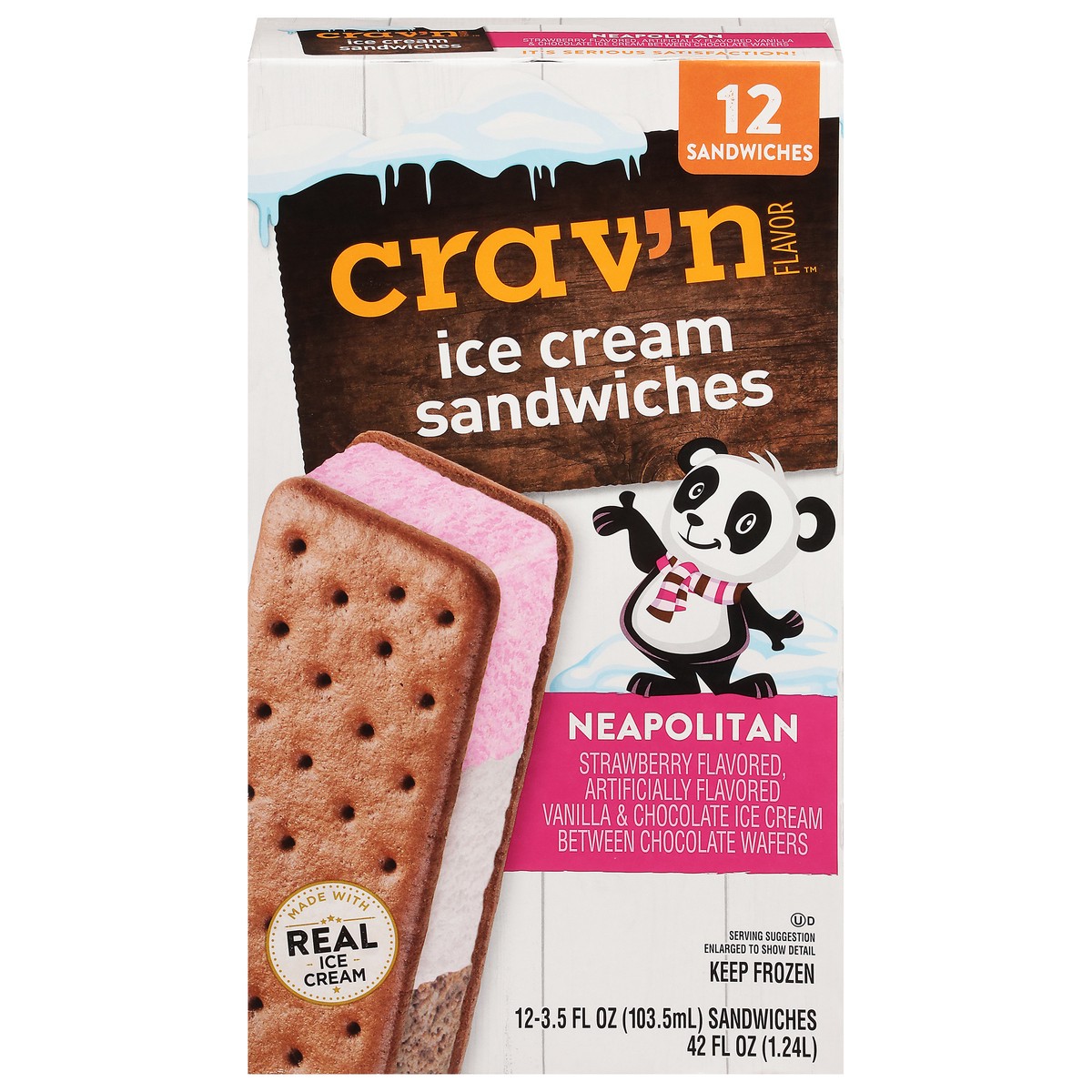 slide 1 of 9, Crav'n Flavor Neapolitan Ice Cream Sandwiches 12 Ea, 12 ct