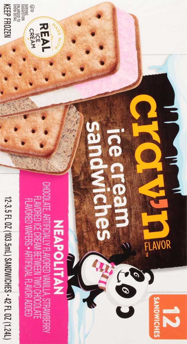 slide 9 of 9, Crav'n Flavor Neapolitan Ice Cream Sandwiches 12 Ea, 12 ct