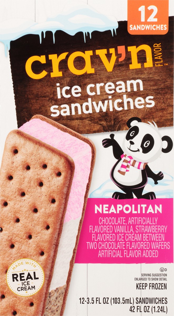 slide 6 of 9, Crav'n Flavor Neapolitan Ice Cream Sandwiches 12 Ea, 12 ct
