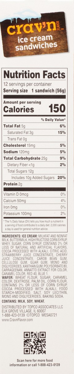 slide 8 of 9, Crav'n Flavor Neapolitan Ice Cream Sandwiches 12 Ea, 12 ct