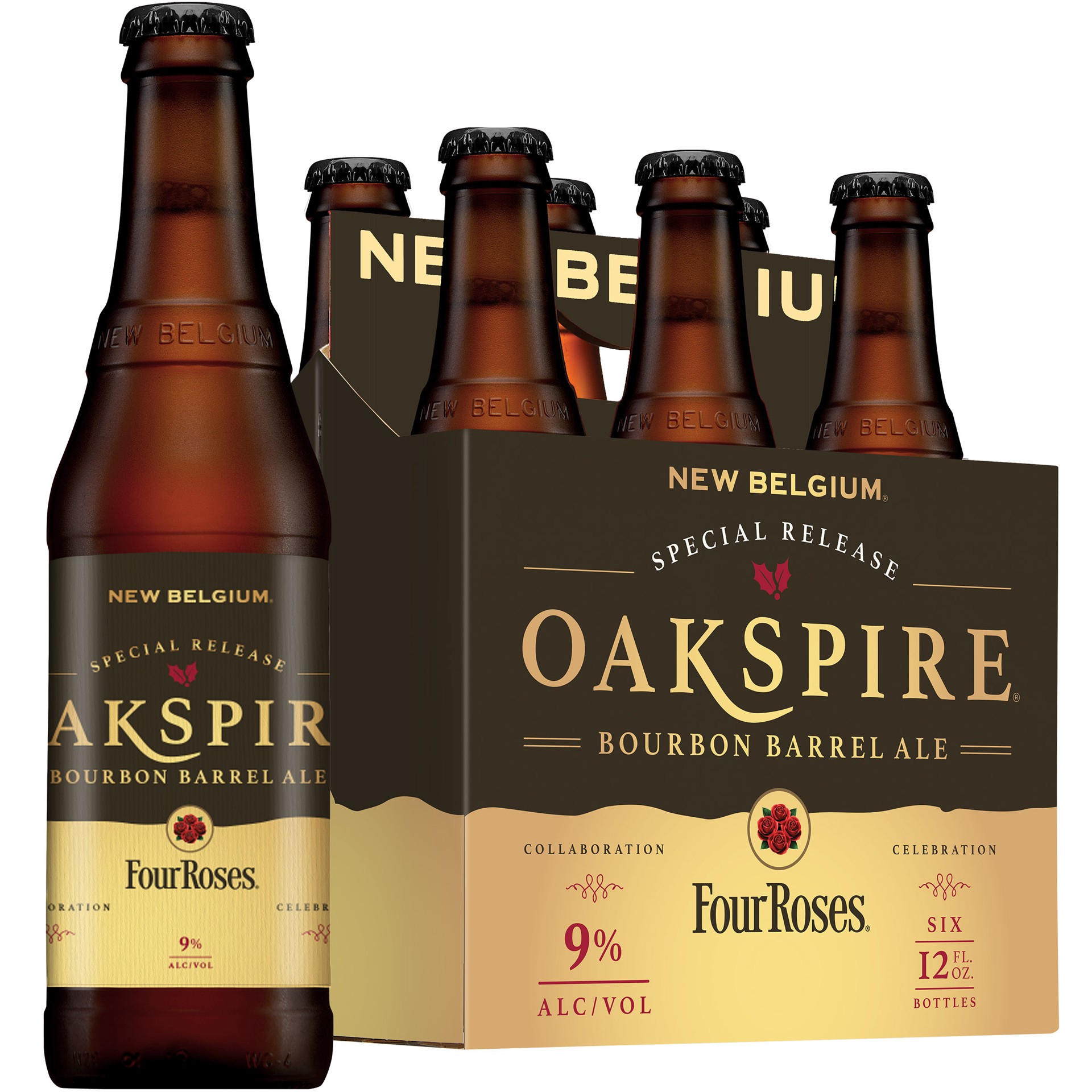 slide 4 of 4, New Belgium Oakspire Bourbon Barrel Ale Beer, 6 Pack, 12 fl oz Bottles, 6 ct