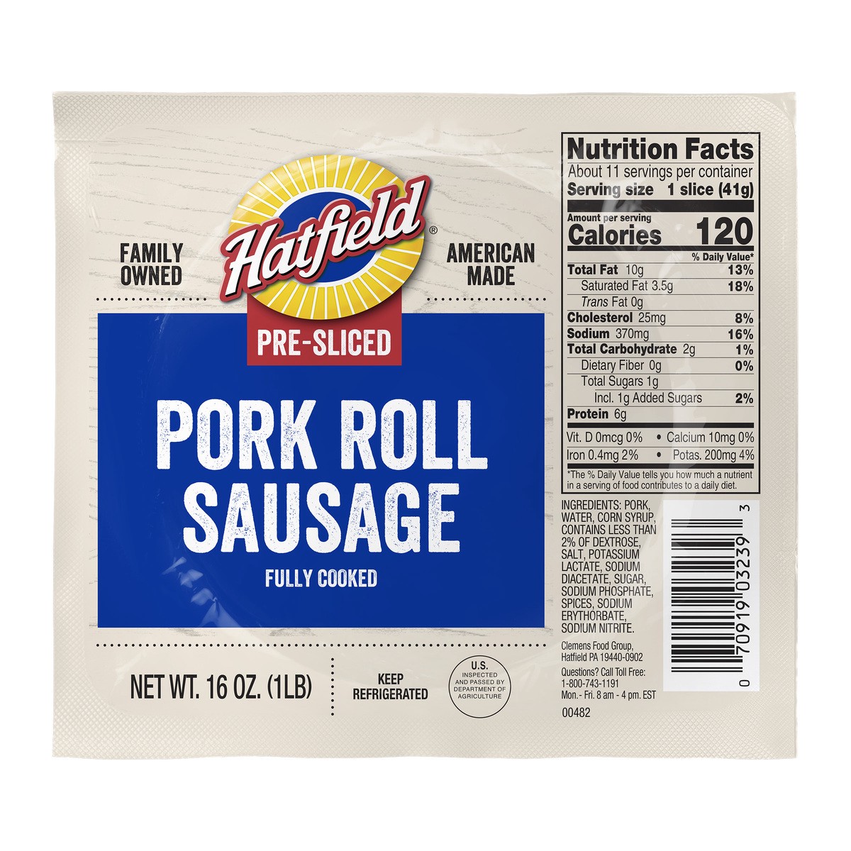 slide 3 of 7, Hatfield Pork Roll Sausage, 16 oz