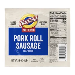 Hatfield Pork Roll Sausage, Classic, Pre-sliced
