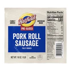 Hatfield Pork Roll Sausage, Classic, Pre-sliced