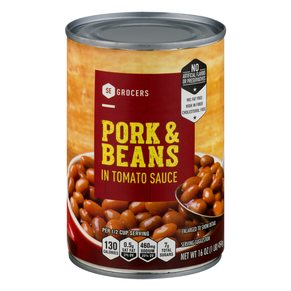 slide 1 of 1, SE Grocers Pork N Beans, 16 oz